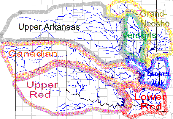 Map of the Oklahoma Arkansas River